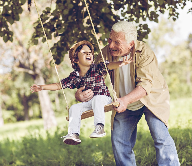 Playful grandfather