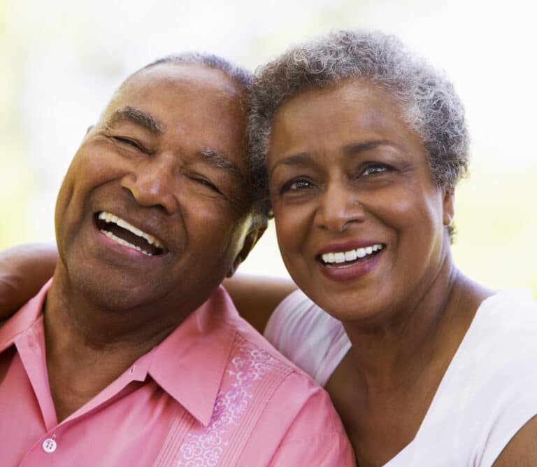 Senior couple relaxing outside